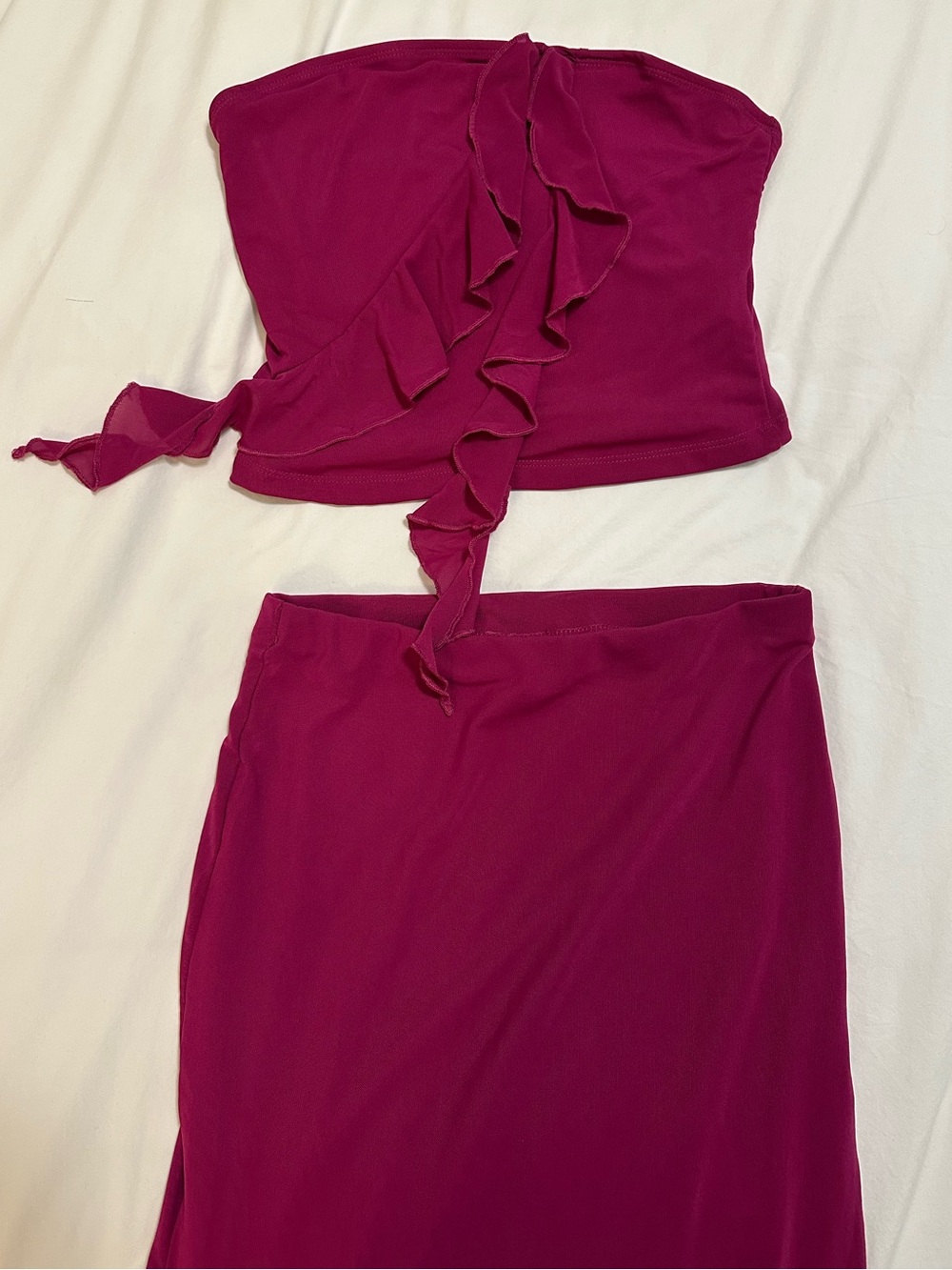 Magenta Strapless Ruffle Two-Piece Maxi Set - Picture 3 of 3